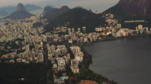Аэросъемка Городского Пейзажа Рио Жанейро Бразилия Запись Сделана Вертолета — стоковое видео