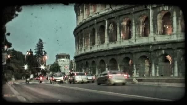 Rome Italy Circa 2012 Shot Lower Part Colosseum Cars Pass — Stok Video