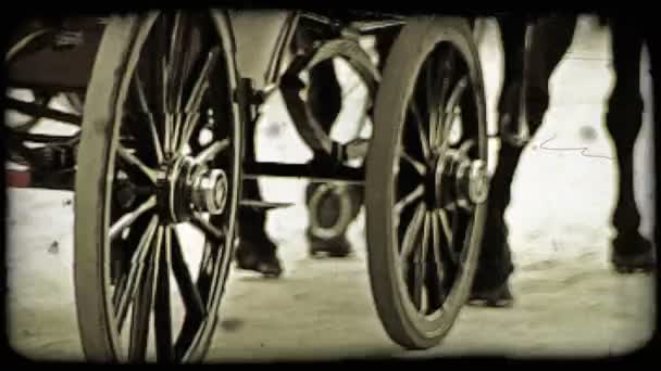 Shot Wheels Carriage Pan Right Baby Stroller Vintage Stylized Video — Stock Video