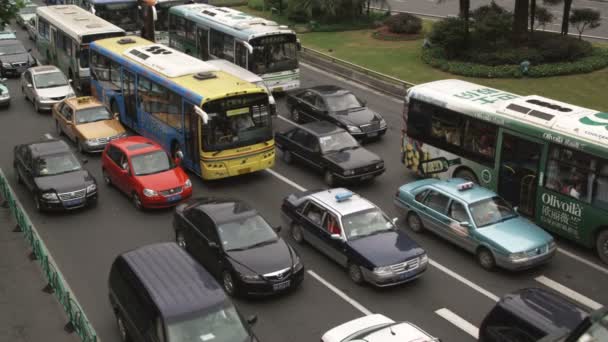 Shanghai China Oktober 2012 Een Schot Van Het Drukke Verkeer — Stockvideo