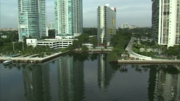 Aerial Shot Hotels Apartment Buildings Miami — Stock Video