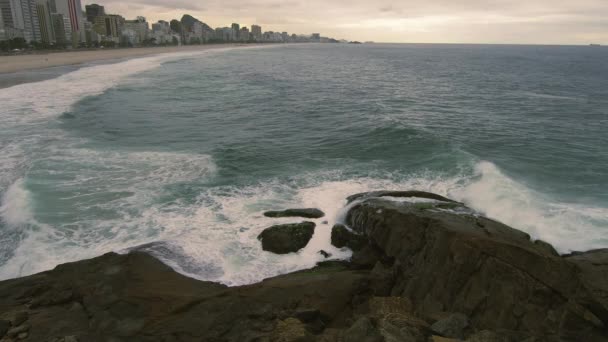 Медленный Снимок Береговой Линии Рио Жанейро Бразилия — стоковое видео