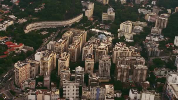 Luchtfoto Van Stedelijke Architectuur Rio Janeiro Brazilië Hoogbouw Gebouwen Wegen — Stockvideo