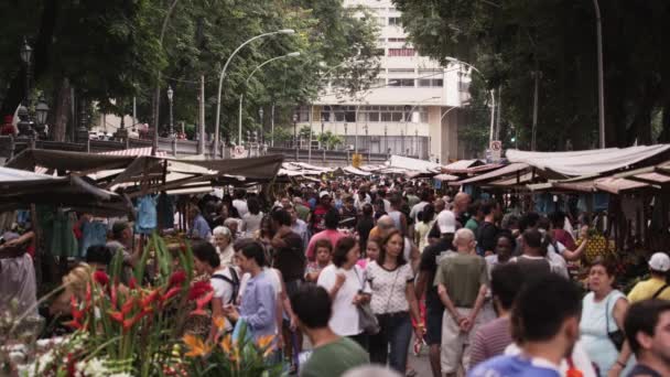 Rio Janeiro Circa Junho 2013 Movimento Lento Pessoas Caminhando Mercado — Vídeo de Stock