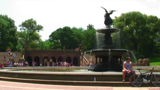 毕士大喷泉在纽约市中央公园 — 图库视频影像