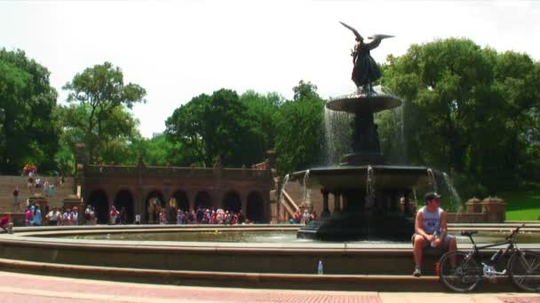 Fuente Bethesda Central Park Nueva York — Vídeos de Stock