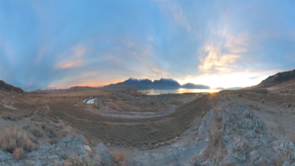 组定时拍摄的日出在犹他谷与镜头光晕 — 图库视频影像