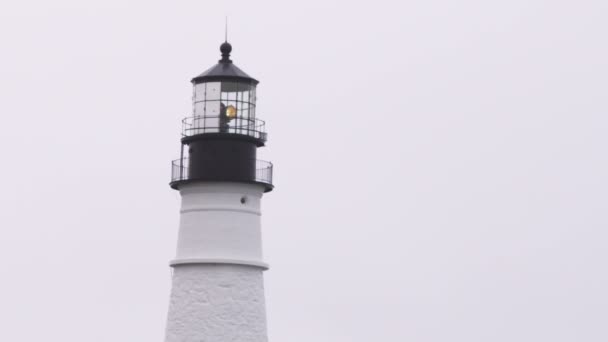 Cape Elizabeth Maine Portland Head Işık Deniz Feneri Tepesinde Dönen — Stok video