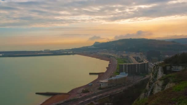 Tiro Lapso Tempo Acima Dover Dos White Cliffs Trânsito Passa — Vídeo de Stock