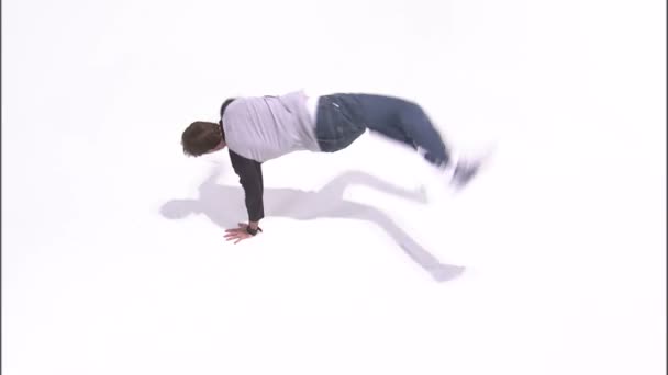 Shot Break Dancer White Screen — Stock Video