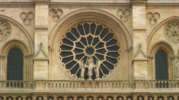 Zoom Para Fora Janela Rosa Oeste Catedral Notre Dame Paris — Vídeo de Stock