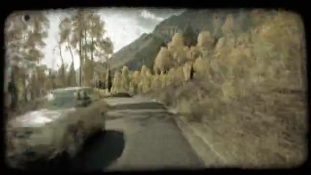 Time Lapse Vista Carro Estrada Montanha Árvores Coloridas Outono Plantas — Vídeo de Stock