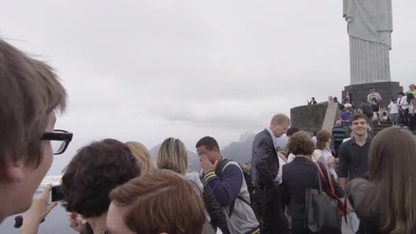 Rio Janeiro Haziran 2013 Kurtarıcı Heykel Corcovado Dağ Başında — Stok video