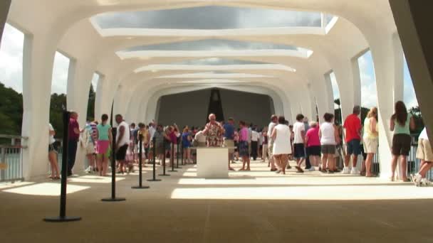 Nsan Kalabalığı Dolaşmak Fotoğraf Çekmek Hawaii Deki Pearl Harbor Anıt — Stok video