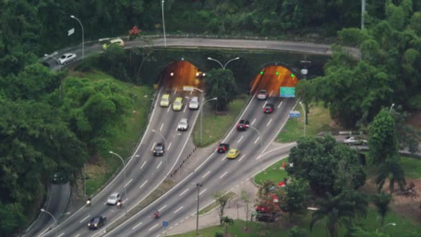 Tráfico Mueve Largo Carretera Intersección Cuatro Vías Río Janeiro Coches — Vídeos de Stock
