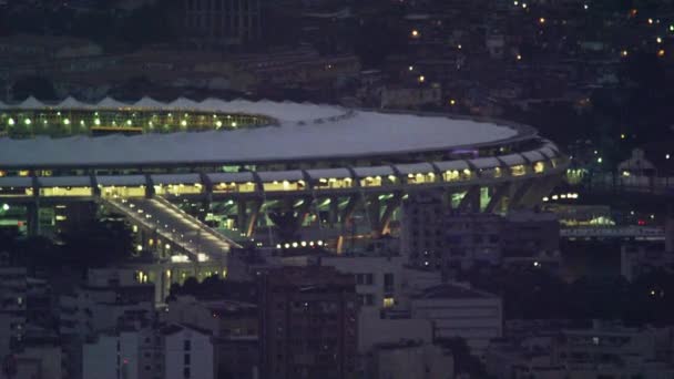 Scatto Notturno Medio Angolo Alto Dello Stadio Maracana Rio Janeiro — Video Stock