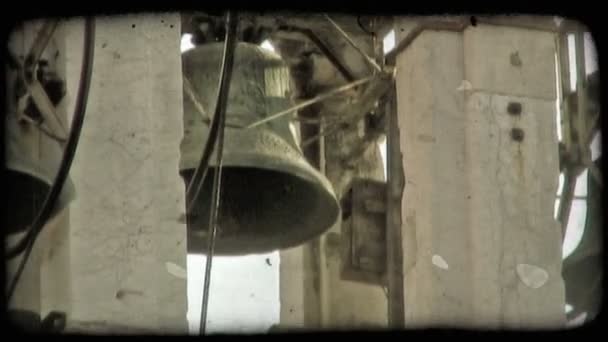 Закри Постріл Дзвонів Всередині Дзвоник Башта Італії Урожай Стилізовані Відеокліпу — стокове відео