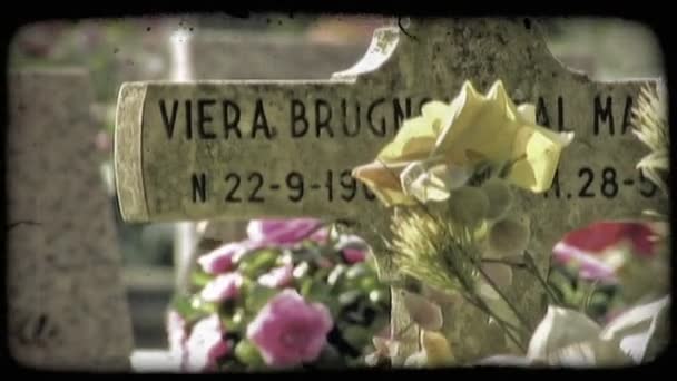 Ein Schuss Italienischer Grabsteine Vintage Stilisierter Videoclip — Stockvideo