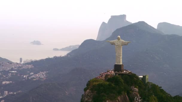 Rio Janeiro Brazílie Červen 2013 Krásný Letecký Snímek Slavnou Sochu — Stock video