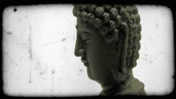 Nahaufnahme Des Gesichts Eines Buddhas Vintage Stilisierter Videoclip — Stockvideo