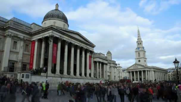 Londyn Październik 2011 Szeroki Timelapse Kamiennych Budynków Tłum Londynie — Wideo stockowe