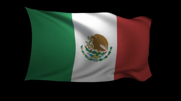 Bandeira México Acenando Vento Sobre Fundo Preto Fundo Canal Alfa — Vídeo de Stock