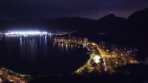 Panorámica Del Paisaje Urbano Río Janeiro Brasil Por Noche — Vídeos de Stock