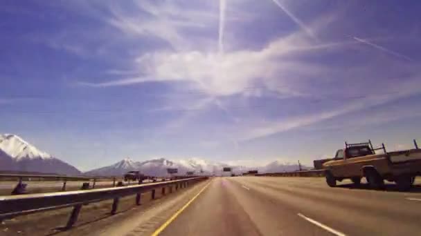 Sped Dolly Shot Vehicle Highway Utah Lens Flare Pengambilan Gambar — Stok Video