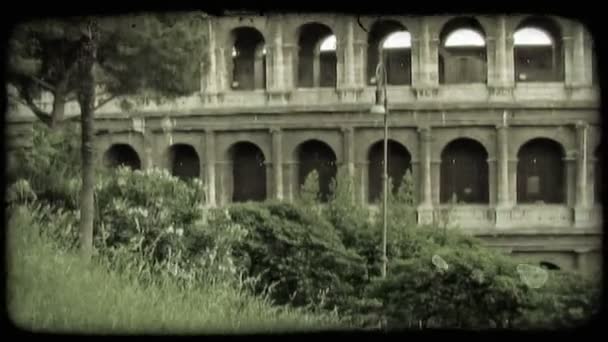 Крупный План Части Колизея Риме Винтажный Стилизованный Видеоклип — стоковое видео