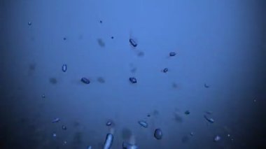 Biomorphic malzeme mavi ve beyaz amorf blobs sıçramak ve koyu mavi bir arka plan karşı Güz.
