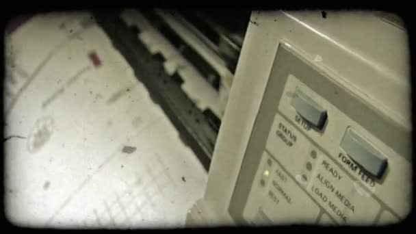 Rack Focus Shot Control Panel Printer Background Document Being Printed — Stock Video