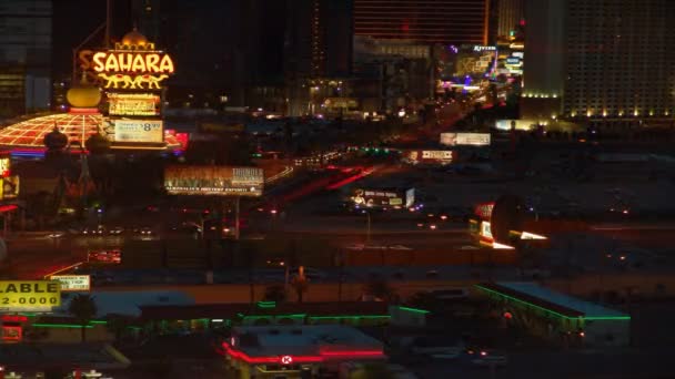 Статический Снимок Освещенного Лас Вегаса Ночью — стоковое видео