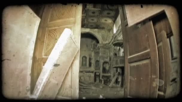 Shot Burned Building Ruined City Italy Vintage Stylized Video Clip — Stock Video