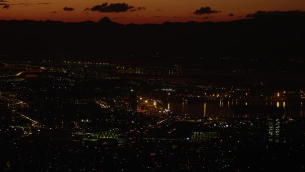 Jest Statycznego Ujęcia Lotu Ptaka Światła Miasta Rio Janeiro Nocy — Wideo stockowe