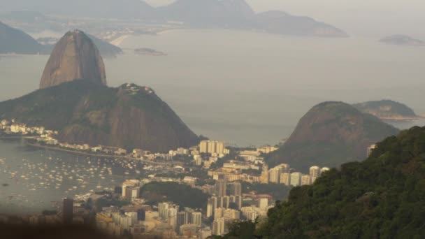 Imágenes Aéreas Río Janeiro Incluyendo Montaña Sugarloaf Bahía Gunabara — Vídeos de Stock