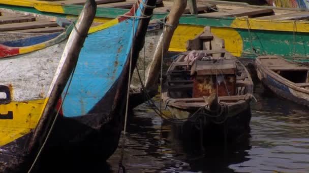 Close Boats Harbor Africa — Stock Video