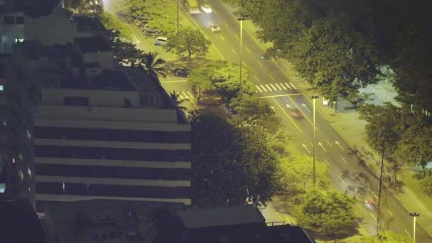 Fotografía Cámara Lenta Una Calle Iluminada Por Noche Río Janeiro — Vídeos de Stock