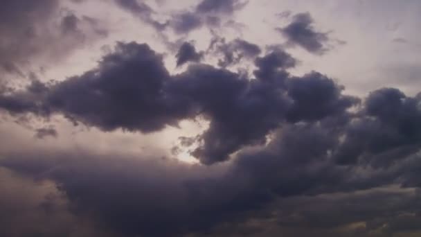 Time Lapse Dark Thunderclouds Roll Weakened Sun Attempting Shine — Stock Video