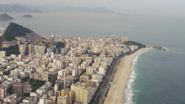 Luchtfoto Van Kustlijn Kust Rio Stad Wolkenkrabbers Zijn Opgenomen Atlantische — Stockvideo