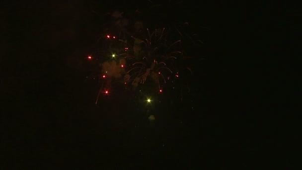 Shot Fireworks Exploding Night Sky — Stock Video