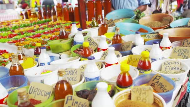 Panning Skud Forskellige Krydderier Peber Sorter Marked Rio Janeiro Brasilien – Stock-video