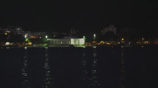 Rio Janeiro Karanlık Bir Gece Bir Tekne Praia Vermelha Plaj — Stok video