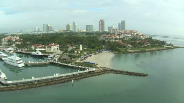Lovitură Aeriană Unui Port Barcă Miami — Videoclip de stoc