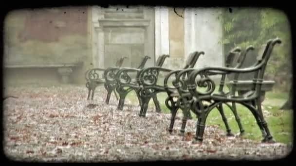 Prise Vue Plusieurs Bancs Parc Lors Une Tempête Pluie Italie — Video