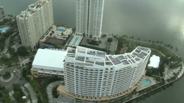 Aerial Shot Hotels Miami — Stock Video