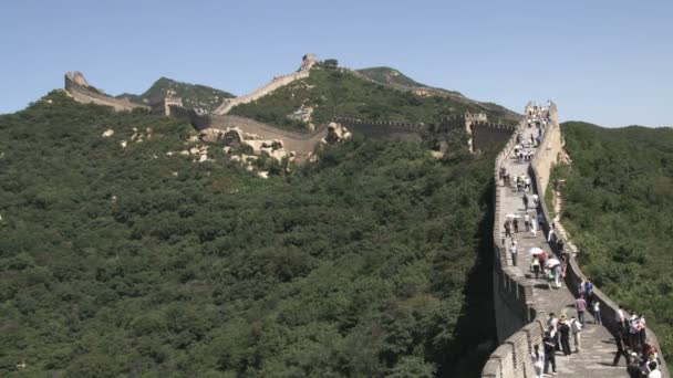 中国的长城八达岭段广角镜头 — 图库视频影像
