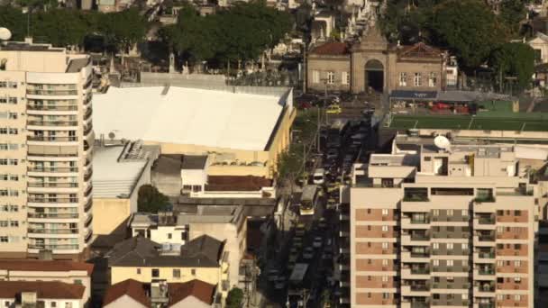 Vista Aérea Calles Edificios Río Janeiro Brasil Los Coches Están — Vídeo de stock