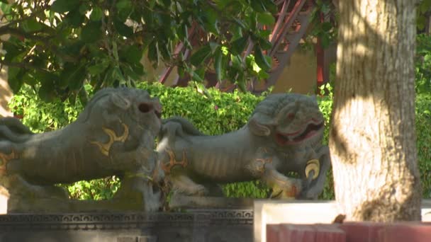 Vue Ensemble Des Statues Asiatiques Bali — Video