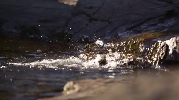 Pomalý Pohyb Přebalu Vody Nad Kameny Bylo Přijato Během Dne — Stock video