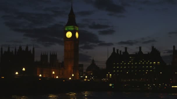 Lontano Colpo Big Ben Londra Notte — Video Stock